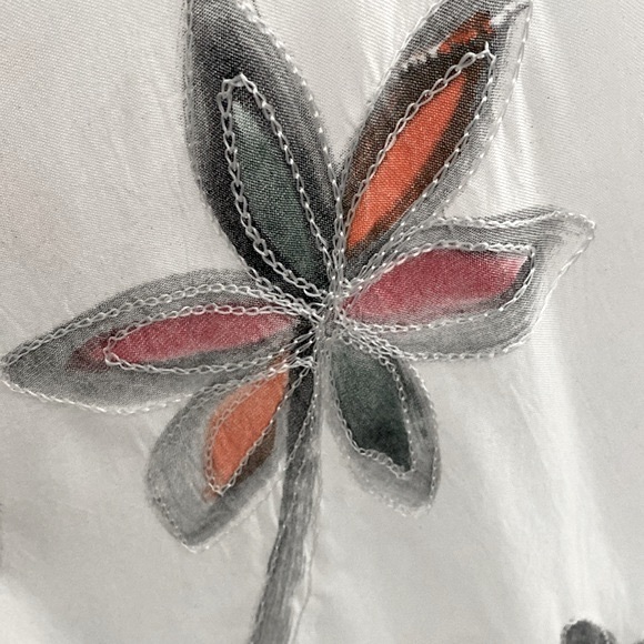 S.R. Fashion Rayon White Floral Painted Embroidered Free Size Dress - Picture 3 of 8